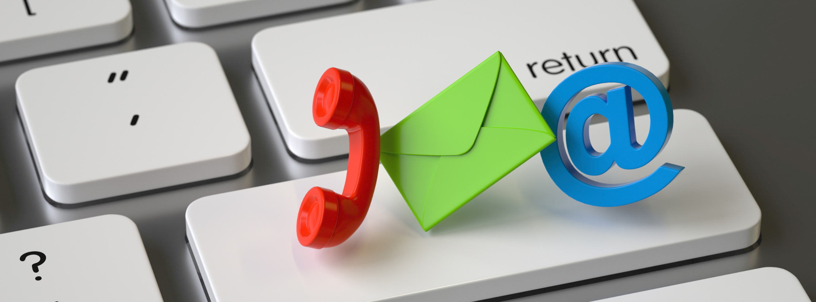 Un clavier avec les icones de contact pour l'agence